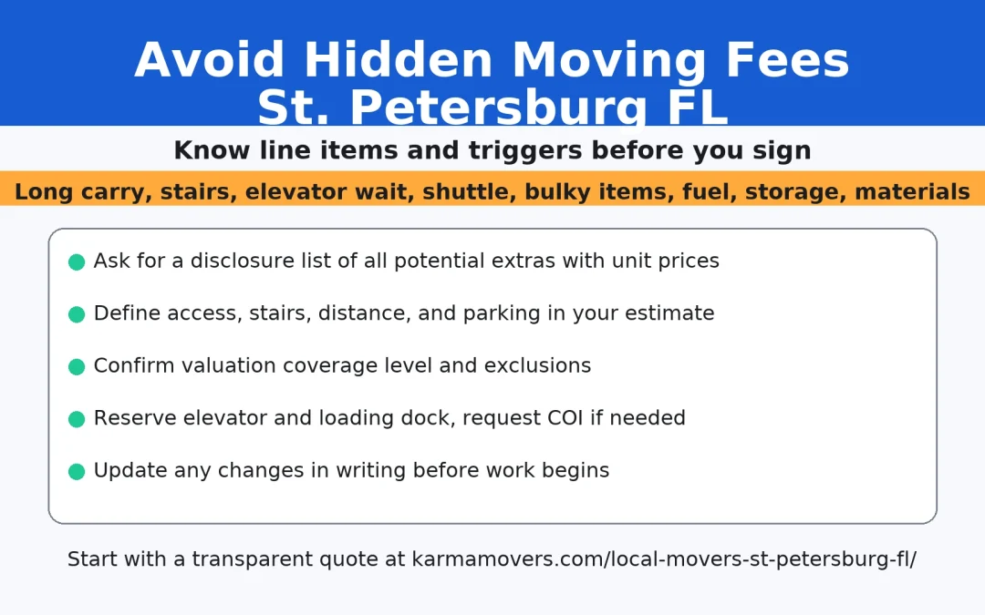 Avoid hidden moving fees St. Petersburg FL hero with checklist and warning ribbon